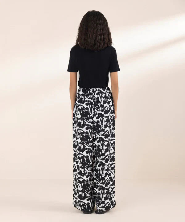 PRINTED WIDE LEG TROUSERS